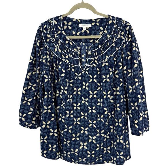 J Jill XL PureJill Limited Edition Elements Collection Blue Floral Boho Pullover - Picture 5 of 12